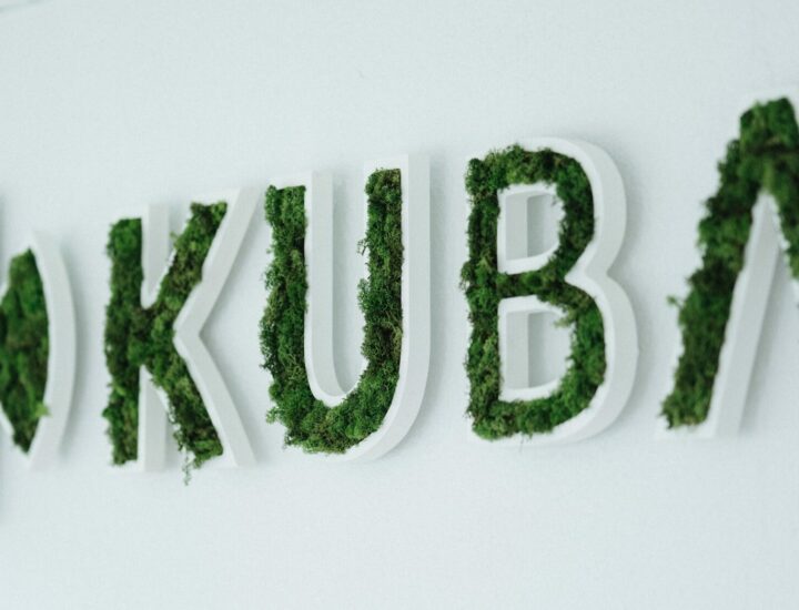 Kuba logo with living plants spelling out the letters