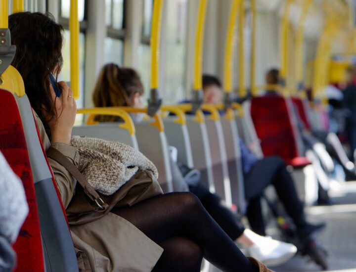 women travelling on a tram